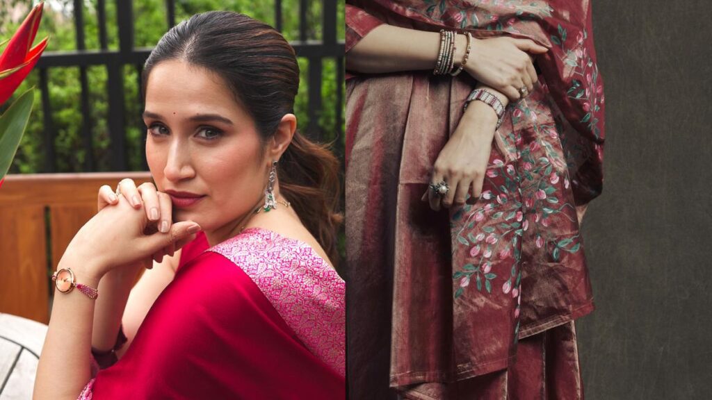 Actress Sagarika Ghatge Khan blends royal heritage into her fashion brand Akutee, offering bespoke garments in rich fabrics.